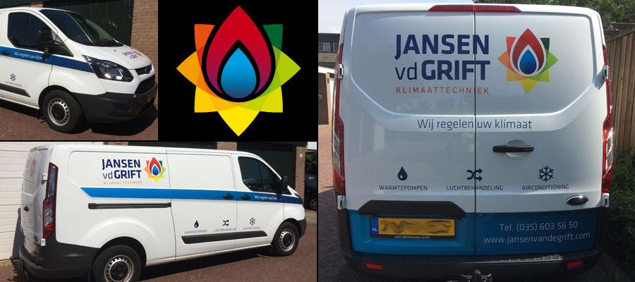 Reclame door van Veldhuizen Reclame om warm van te worden. Niet te warm hoor, want Jansen &amp; vd Grift zet de airco wel even aan!